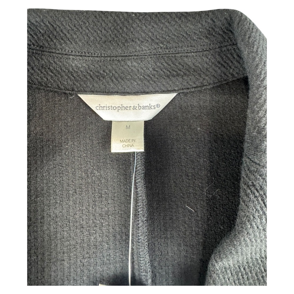 Christopher & Banks Black Textured Knit Single Button Blazer Jacket Womens SZ‎ M - Picture 3 of 7